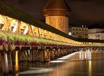 Walk across Kapellbrücke (Chapel Bridge), Switzerland