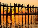 Walk across U Pain (U Bain) Bridge, Myanmar (Burma)