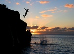 Cliff Jump "The Rock" at Waimea Bay, Oahu, Hawaii
