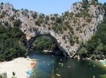 Kayak under Pont d'Arc on Ardèche River, France