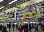 See Mural by Roy Lichtenstein in the 42nd St Station (Times Square), NYC