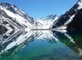Portillo Inca Lagoon at The Andes Mountains and San Esteban Vineyard from Santiago