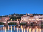 Walk across Ponte alle Grazie, Florence, Italy