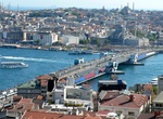 Walk across Galata Bridge, Istanbul, Turkey