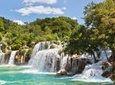 Breathtaking Krka waterfalls, relaxing walk through nature