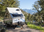 Camp at Mammoth Hot Springs Campground, Yellowstone National Park, Wyoming