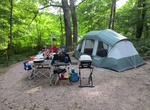 Camp at Ice Age Campground, Devil's Lake State Park, Wisconsin