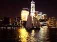 New York City Skyline Lights and Statue Sail