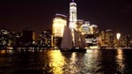 New York City Skyline Lights and Statue Sail