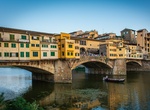 Walk across Ponte Vecchio Bridge, Florence, Italy