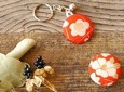 Make unique items with Kimono fabric Kimono fabric badge + Kimono fabric keyring