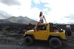 Exploring Bali Mount Batur Black lava & black sand by 4WD Jeep car 