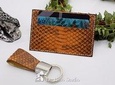 3-Hour - Card slot & Key ring with Exotic Snake skin