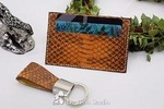 3-Hour - Card slot & Key ring with Exotic Snake skin