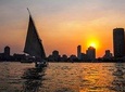 Nile riverboat Cairo Felucca Boat on Nile at Sunset