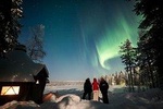 Aurora Hunt by Private lake, in a Lappish Wooden hut, 4 hours 