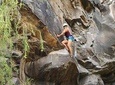 Rock climbing in natural space.
