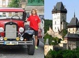 Karlstejn Castle sightseeing tour in oldtimer cabrio replica