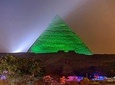 The pyramids of Giza show sound and light at night