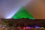 The pyramids of Giza show sound and light at night