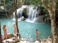 Damneon Saduak Floating Market and Erawan Waterfall from Bangkok