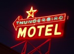 See Thunderbird Motel Sign, Bishop, California