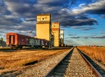 See Aspen Crossing Railway Mossleigh Elevators, Mossleigh, Alberta, Canada