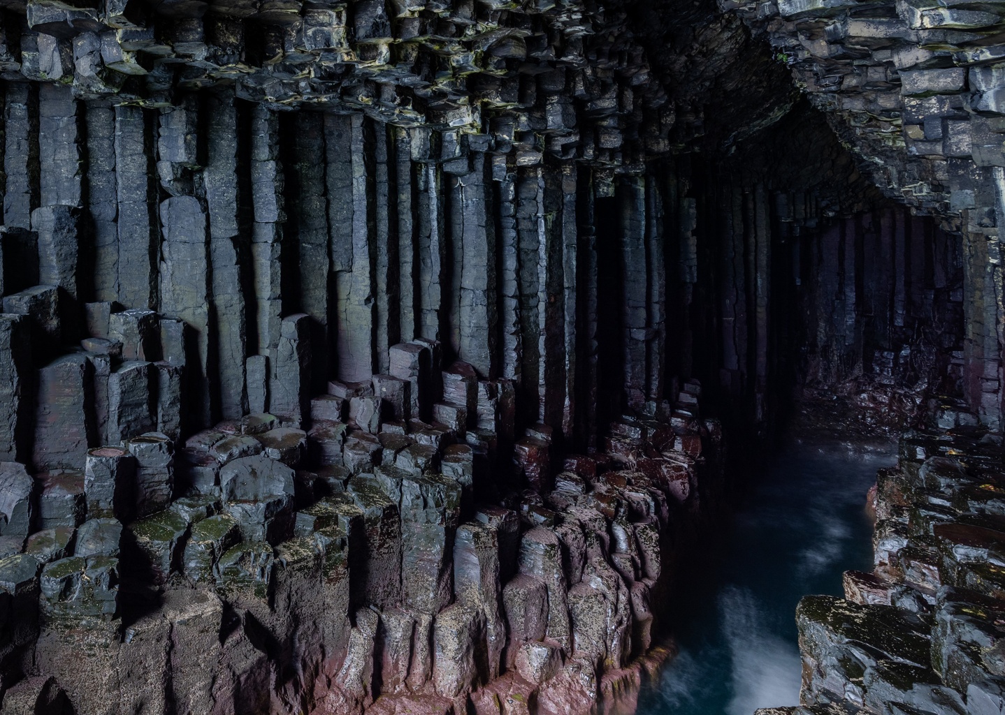 Waves crashing inside Fingal's Cave