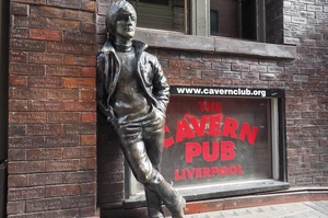 sachin and babi light blue dress Liverpool's legendary Cavern Club