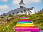 See Hólmavíkurkirkja Rainbow Stairs, Hólmavík, Iceland
