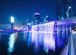 See Dubai Waterfall at Night, Dubai, UAE