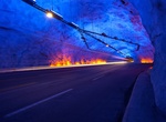 Drive through Lærdal Tunnel, Vestland, Norway