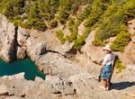 Climb down to Grotta dei Colombi (Cave of the Pigeons), Palmaria Island, Ligurian Coast, Italy