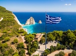 See Keri Greek Flag, Zakynthos Island, Greece