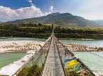 Cross Punakha Suspension Bridge, Trongsa Dzong, Bhutan