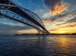 Drive across Blue Water Bridge, Port Huron, Michigan - Ontario